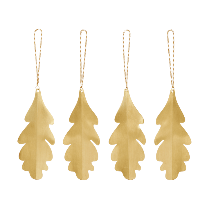 Décorations suspendues Oak leaf 13,5 cm, 4 pièces - Brass - Ferm Living