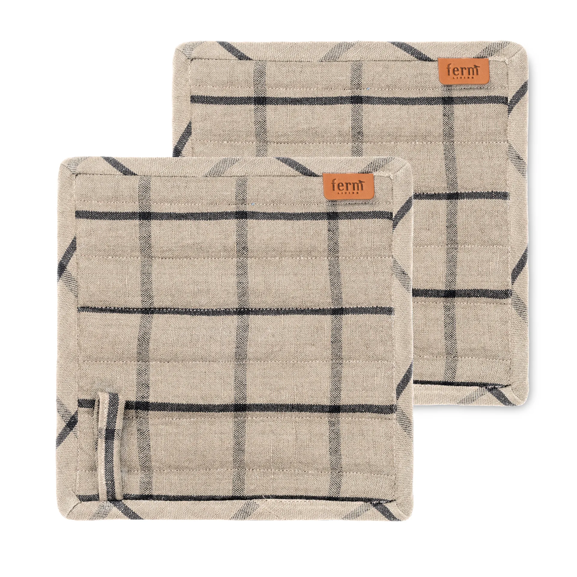 Dessous de plat Hale Lot de 2, Sable-noir Ferm Living