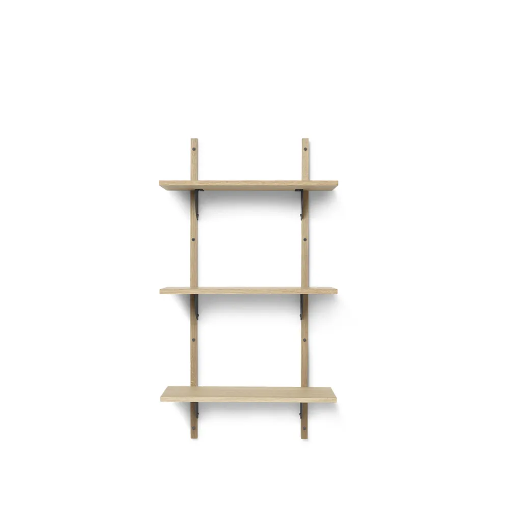 Ferm Living Étagère Sector triple narrow natural oak, s/l, laiton noir
