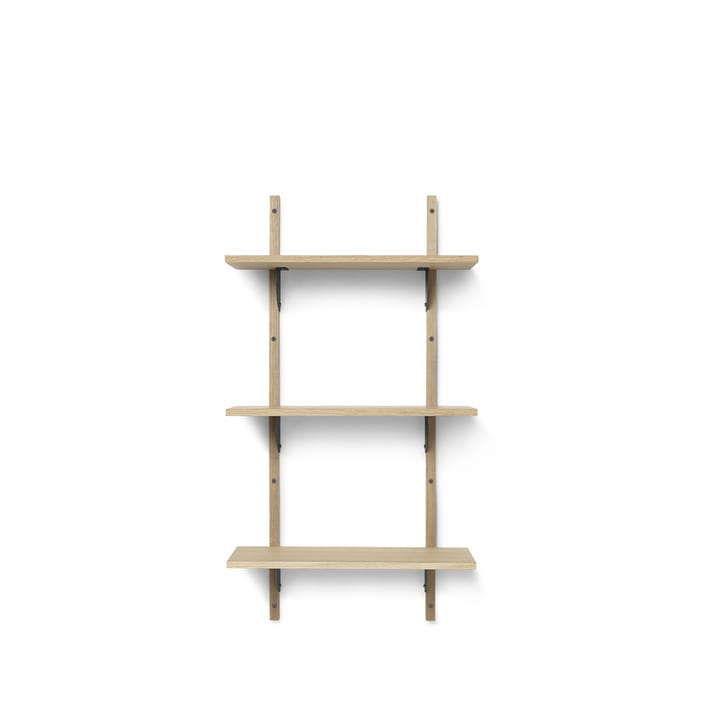 Étagère Sector triple narrow - natural oak, s/l, laiton noir - Ferm Living