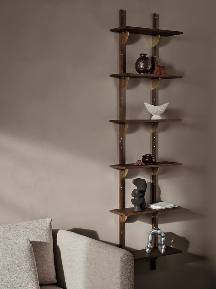 Étagère Sector triple narrow - Smoked Oak, brass - ferm LIVING