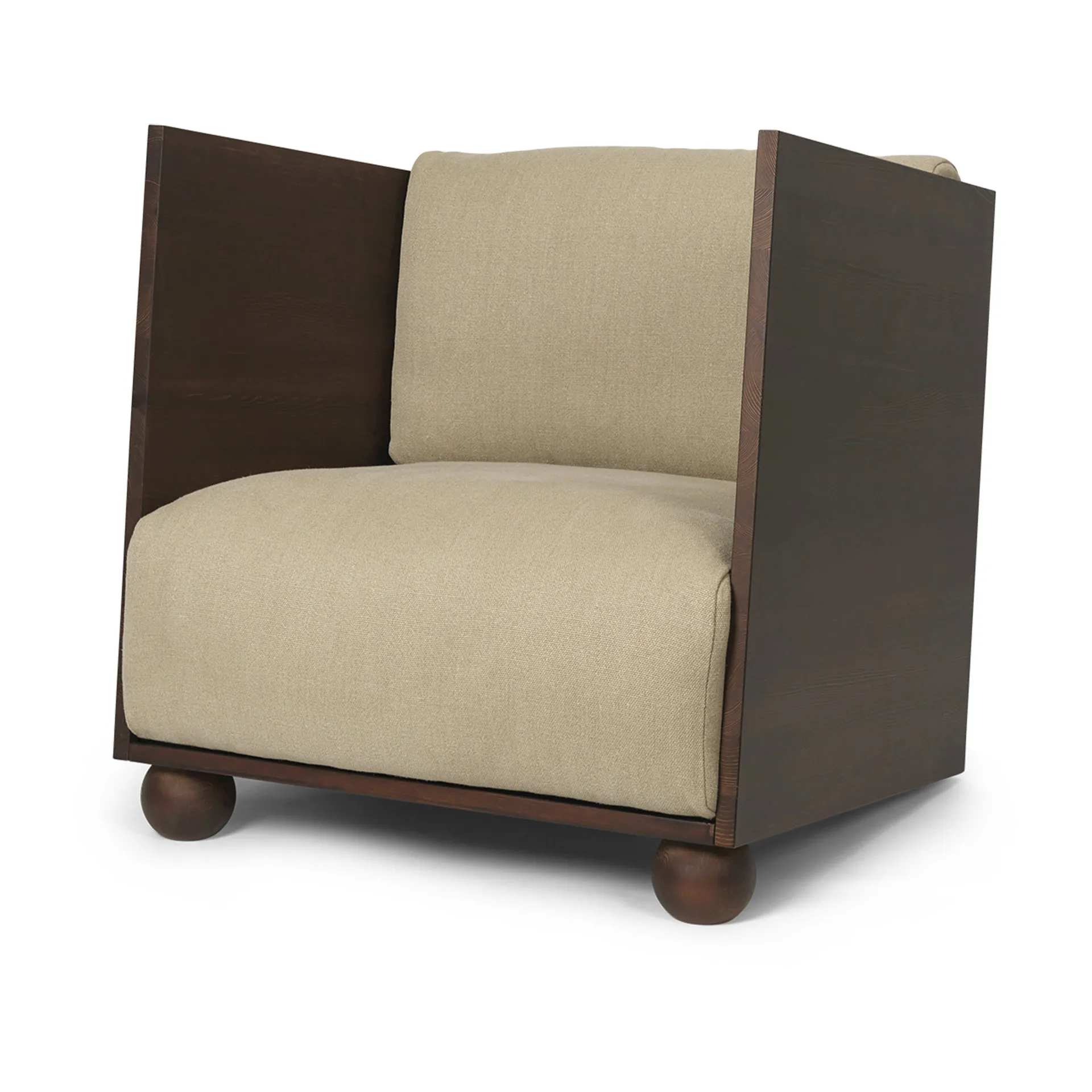 Fauteuil lounge Rum rich linen, Dark stained-natural Ferm Living