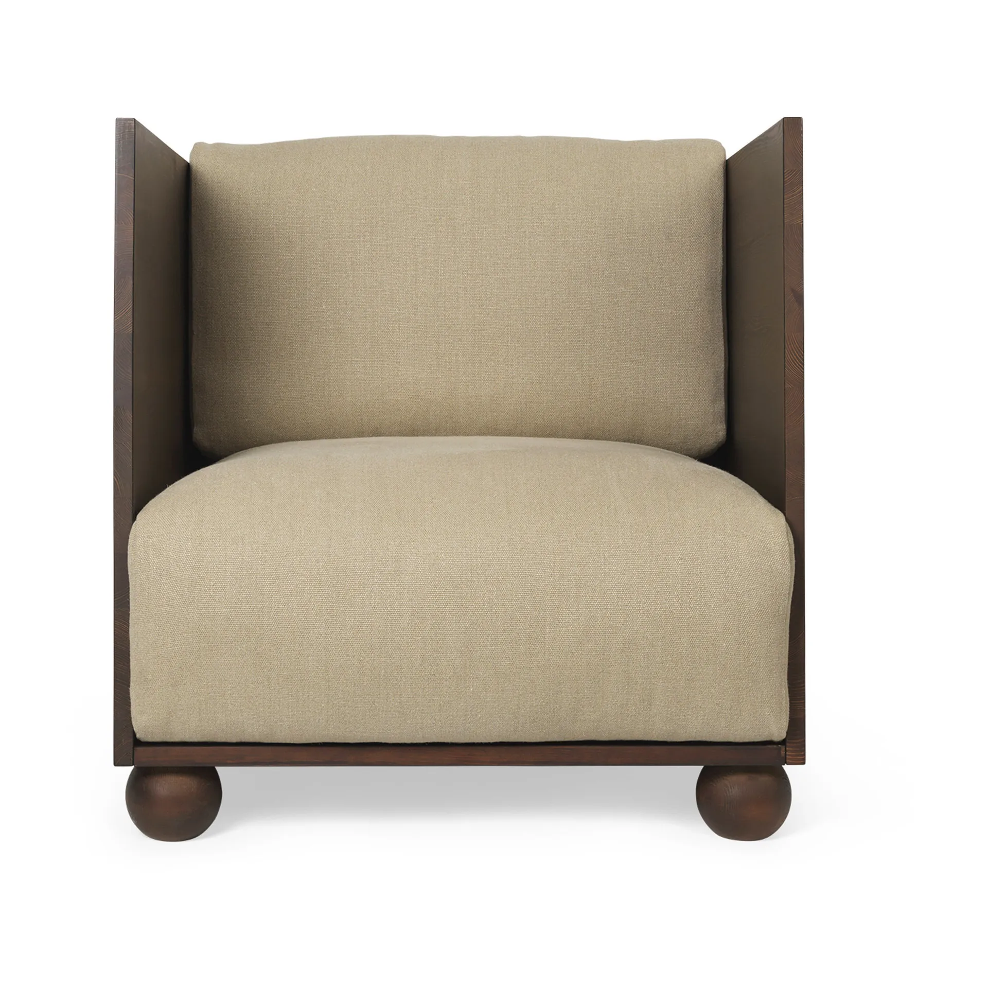 Fauteuil lounge Rum rich linen, Dark stained-natural Ferm Living