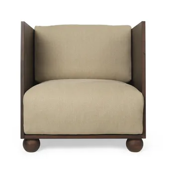 Fauteuil lounge Rum rich linen - Dark stained-natural - Ferm Living