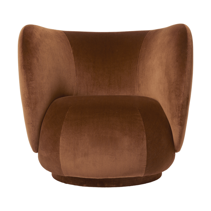 Fauteuil Rico lounge chair swivel - Devoré velvet-Rust - Ferm Living