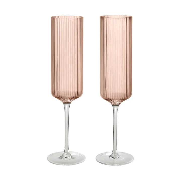Flûtes à champagne Ripple 15 cl, 2 pièces - Blush - Ferm Living