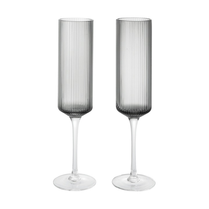 Flûtes à champagne Ripple 15 cl, 2 pièces - Smoked Grey - Ferm Living