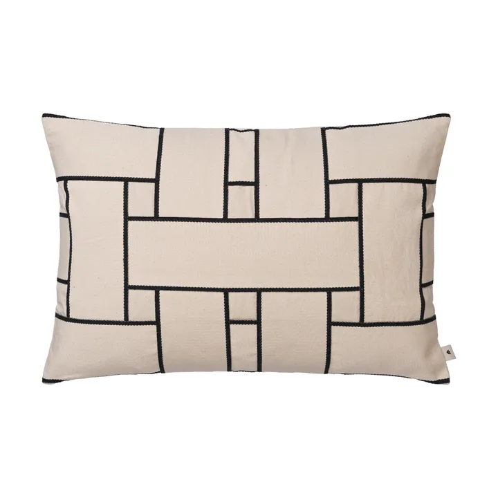 Housse de coussin Lattice Offset - Off-white-black, 40x60 cm - Ferm Living
