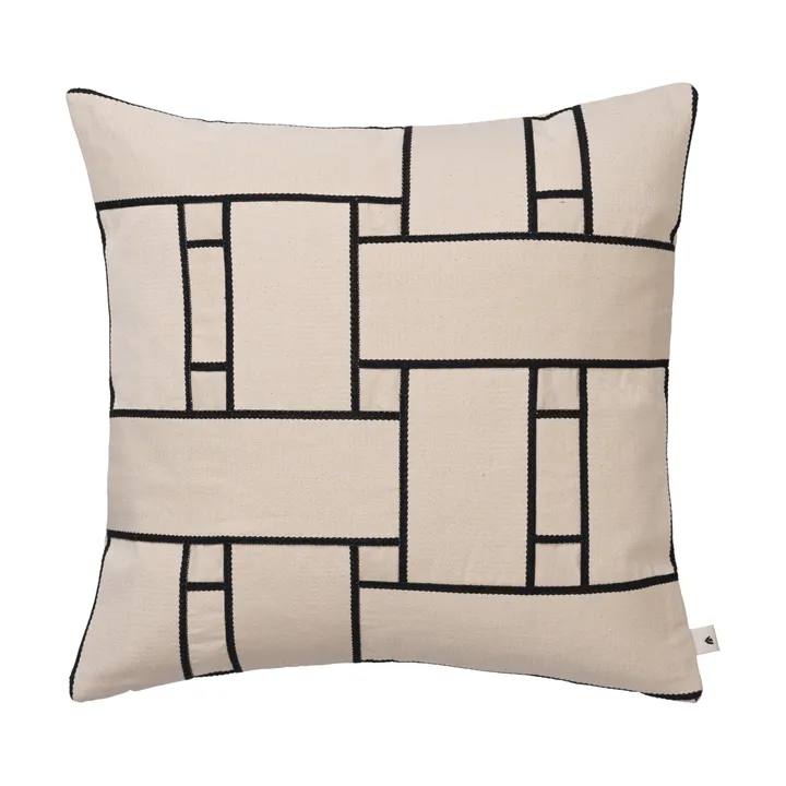 Housse de coussin Lattice Offset - Off-white-black, 50x50 cm - Ferm Living