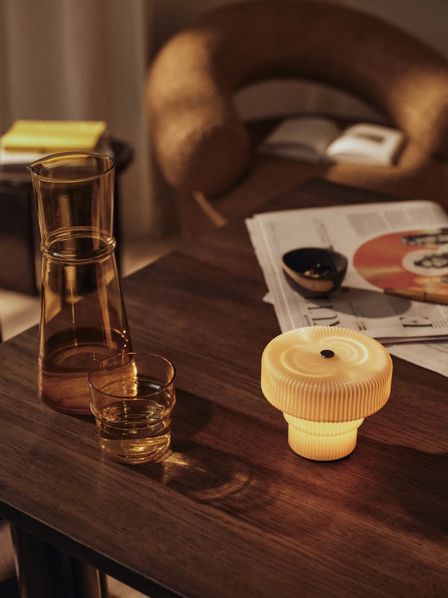 Lampe de table portable Ripple, Avoine, 10cm Ferm Living