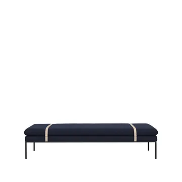 Lit banquette Turn - tissu fiord by kvadrat dark blue, structure noire - Ferm Living
