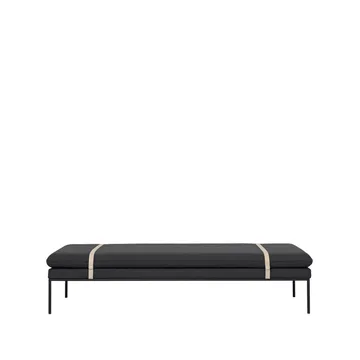 Lit banquette Turn - tissu fiord by kvadrat dark grey, structure noire - Ferm Living