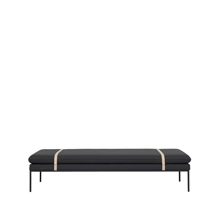 Lit banquette Turn - tissu fiord by kvadrat dark grey, structure noire - Ferm LIVING