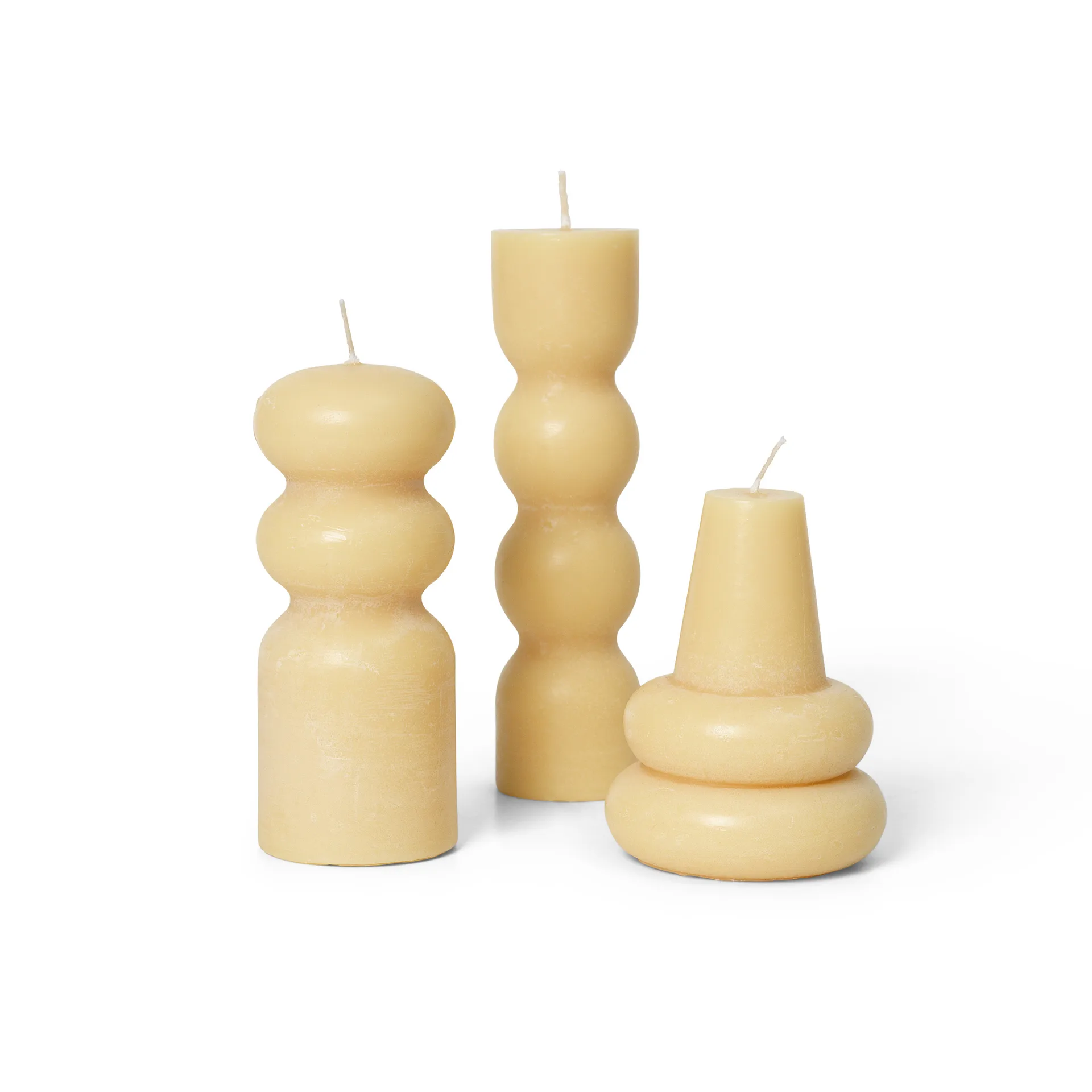 Lot de 3 bougies Torno Ø4 cm, Jaune pâle Ferm Living