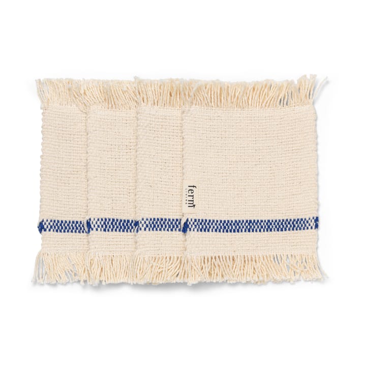 Lot de 4 sous-verres en verre Savor 10x14 cm, Blanc-cassé/Bleu Ferm Living