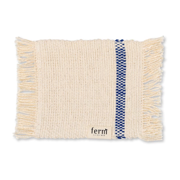 Lot de 4 sous-verres en verre Savor 10x14 cm, Blanc-cassé/Bleu Ferm Living