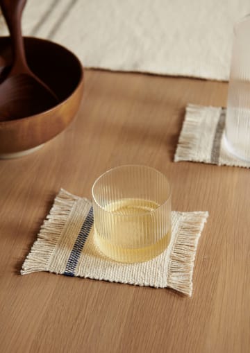 Lot de 4 sous-verres en verre Savor 10x14 cm - Blanc-cassé/Bleu - Ferm Living