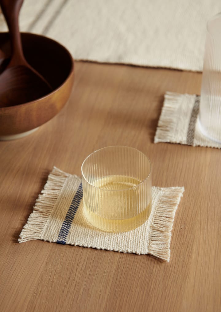 Lot de 4 sous-verres en verre Savor 10x14 cm, Blanc-cassé/Bleu Ferm Living