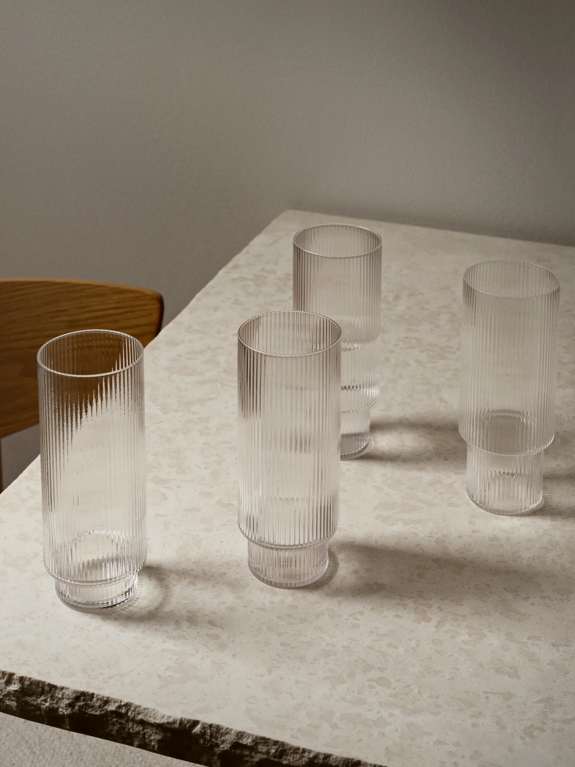 Lot de 4 Verres à long drink Ripple, transparent Ferm Living