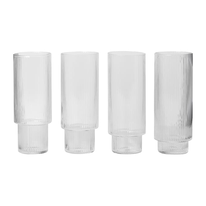 Lot de 4 Verres à long drink Ripple - transparent - Ferm LIVING