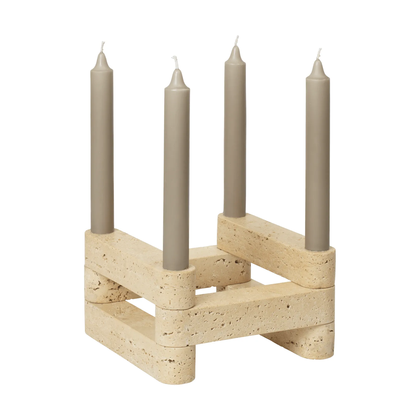 Newel module bougeoir 6 pièces, Travertine Ferm Living