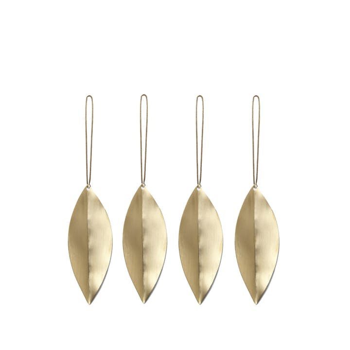 Ornements d'arbre de Noël Leaf brass, lot de 4 Ferm Living