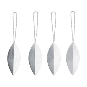 Ornements d'arbre de Noël Leaf - Silver, lot de 4 - Ferm Living