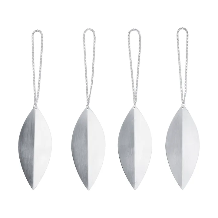 Ornements d'arbre de Noël Leaf - Silver, lot de 4 - Ferm Living