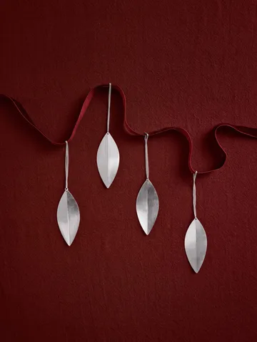Ornements d'arbre de Noël Leaf - Silver, lot de 4 - Ferm Living