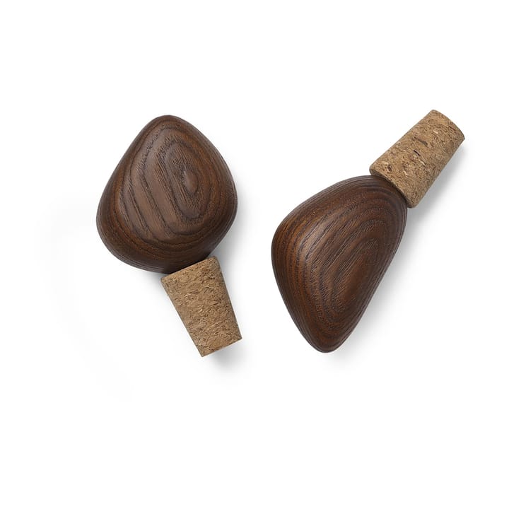 Pack de 2 bouchons de bouteilles de vin Cairn - brun foncé - ferm LIVING