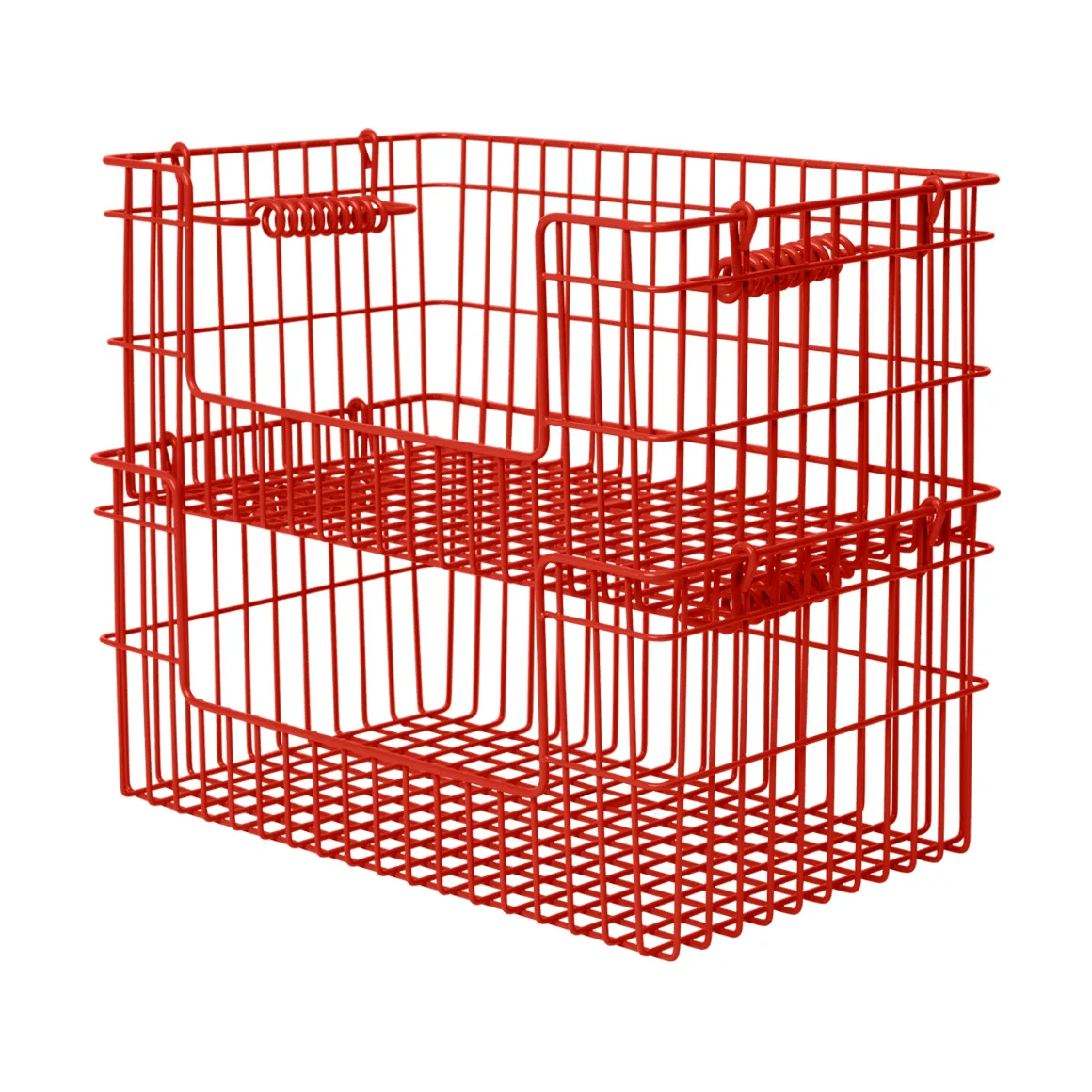 Panier Cala empilable 2 pièces, Rouge coquelicot, 28,7x18x13 cm Ferm Living