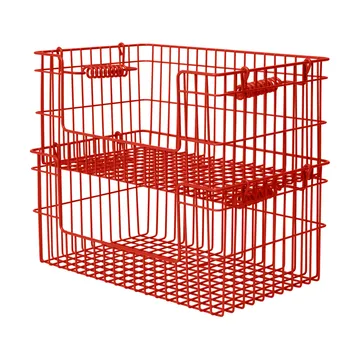 Panier Cala empilable 2 pièces - Rouge coquelicot, 28,7x18x13 cm - Ferm Living