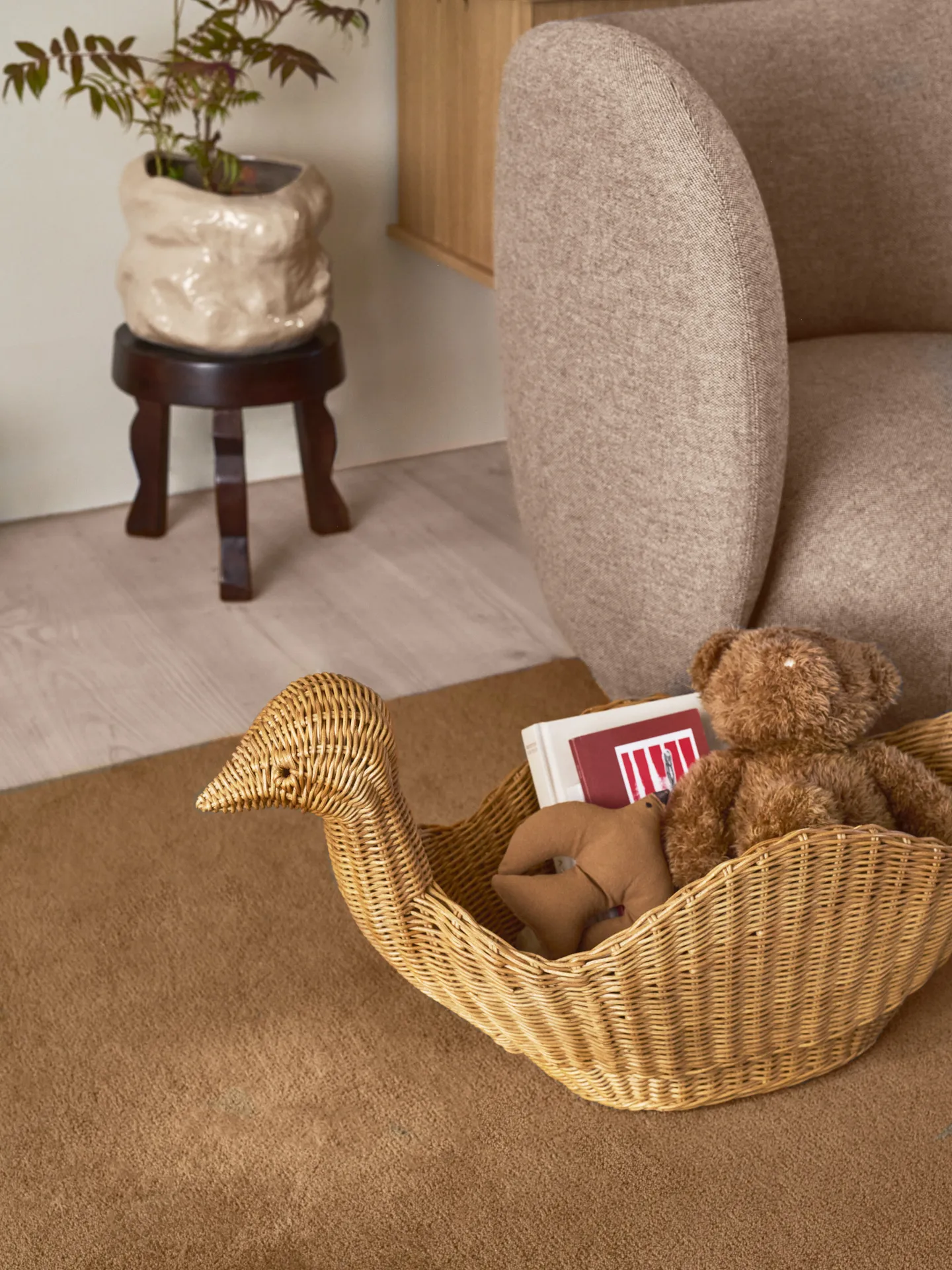 Panier de rangement Bird 40x28,5x74 cm, Natural Ferm Living