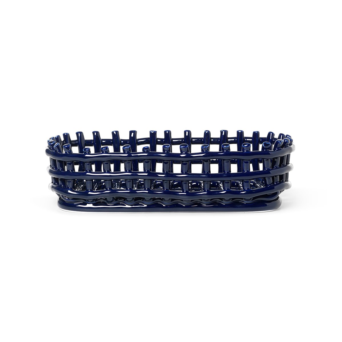 Ferm Living Panier oval tressé Ceramic 15x30 cm Bleu