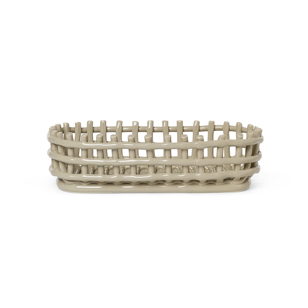 Ferm Living Panier oval tressé Ceramic 15x30 cm Cashmere