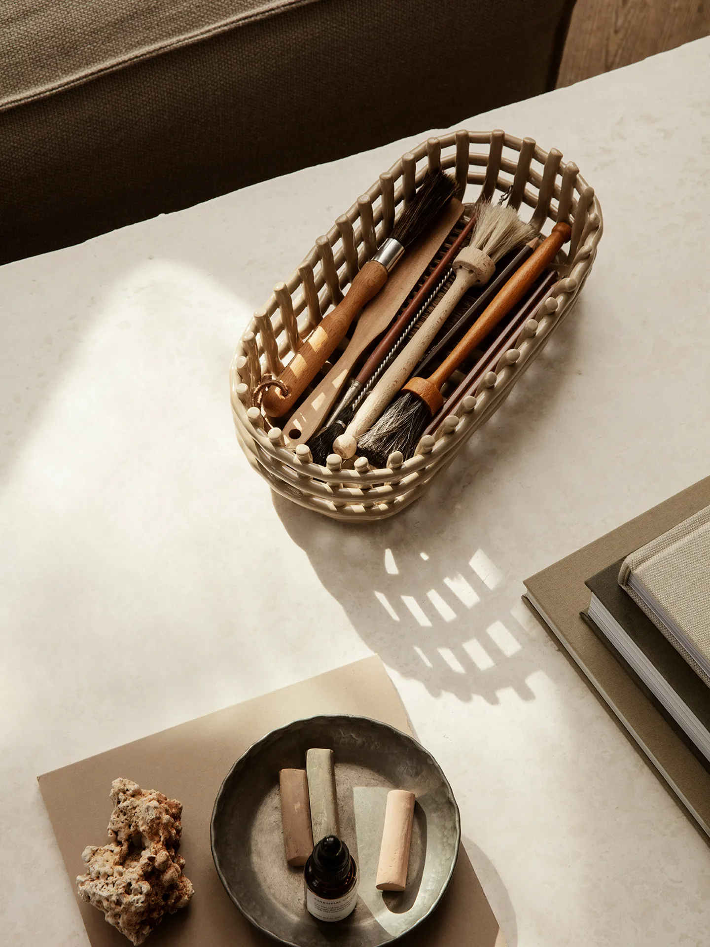 Panier oval tressé Ceramic 15x30 cm, Cashmere Ferm Living