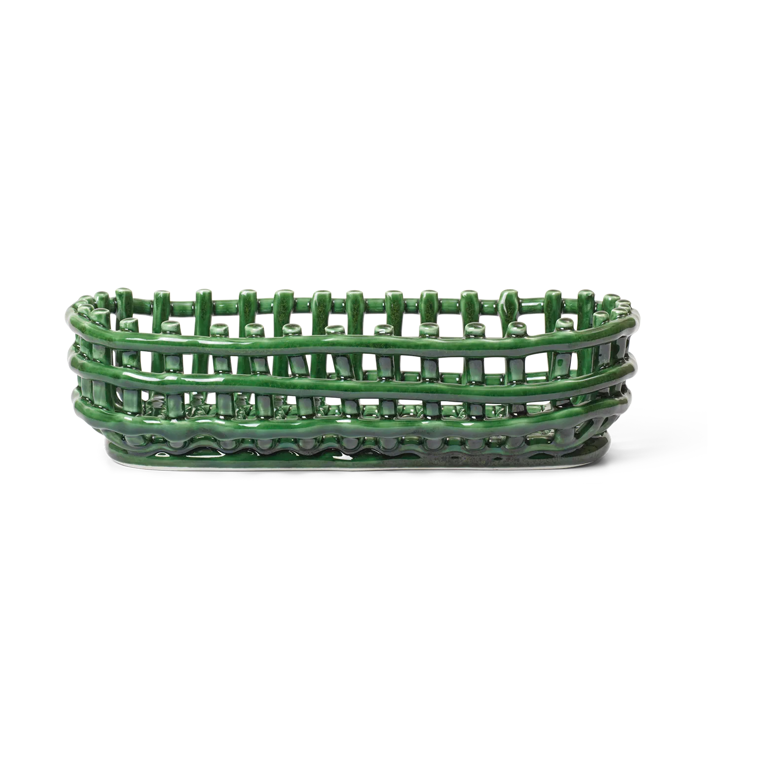 Panier oval tressé Ceramic 15x30 cm, Emerald Green Ferm Living
