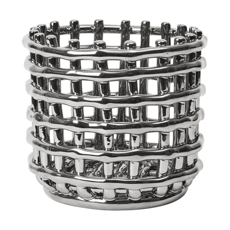 Panier tressé Ceramic Ø16 cm, Argent Ferm Living