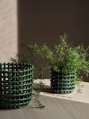 Panier tressé Ceramic Ø16 cm - Emerald Green - ferm LIVING