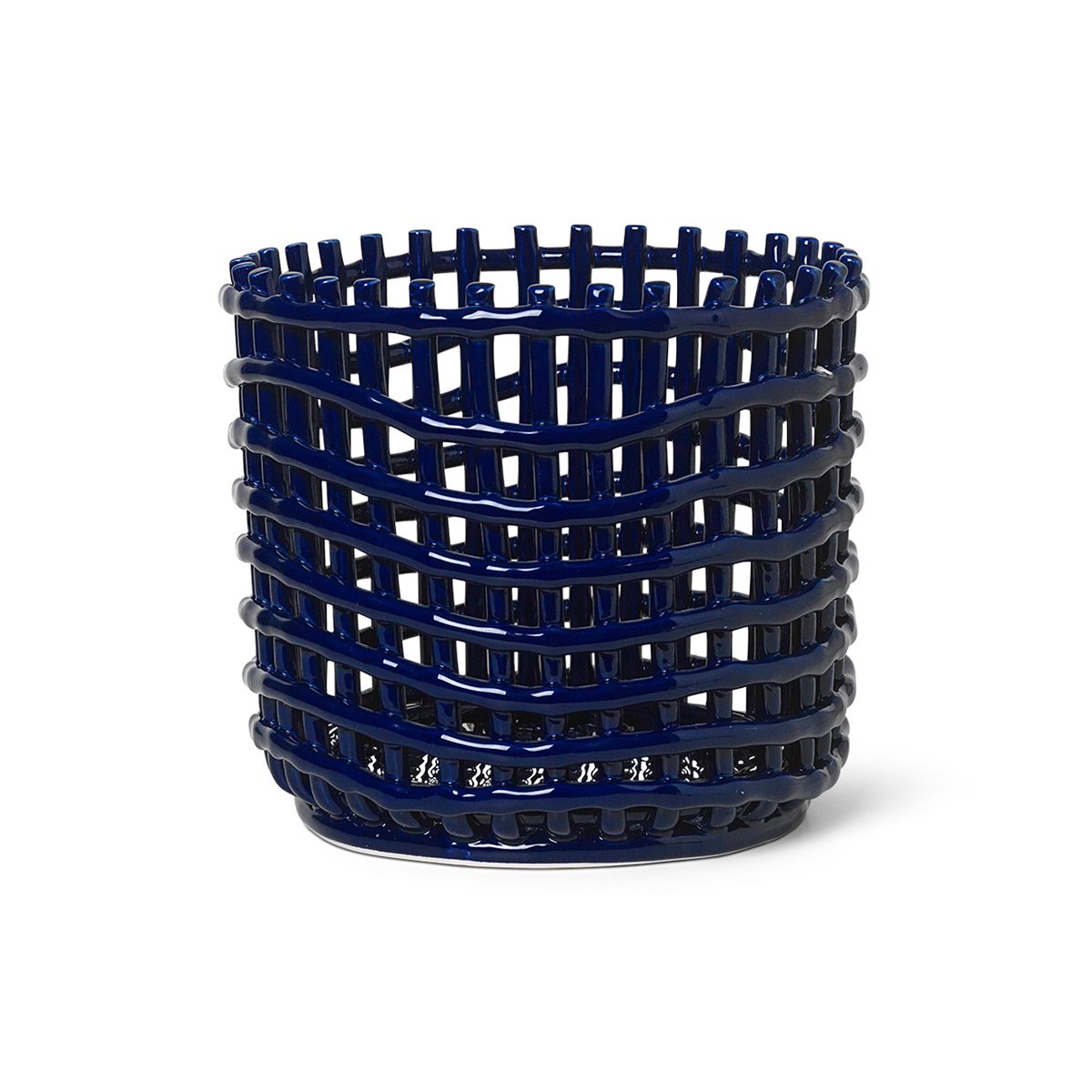 Ferm Living Panier tressé Ceramic 23,5 cm Bleu | Design Scandinave | Paniers de rangement | Bleu