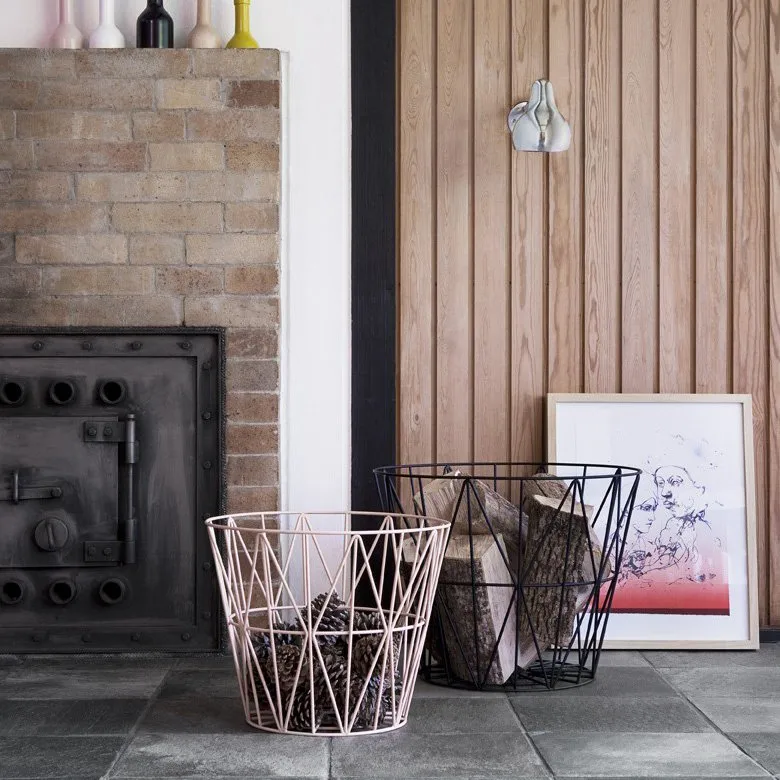 Panier Wire rose, grand 60x45 cm Ferm Living