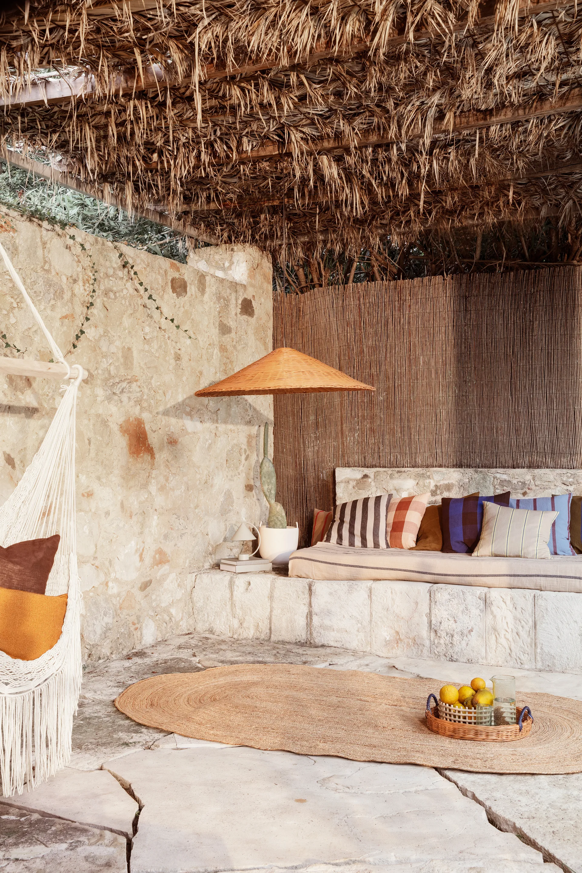 Plateau Blue Handle Ø30 cm, Natural-blue Ferm Living