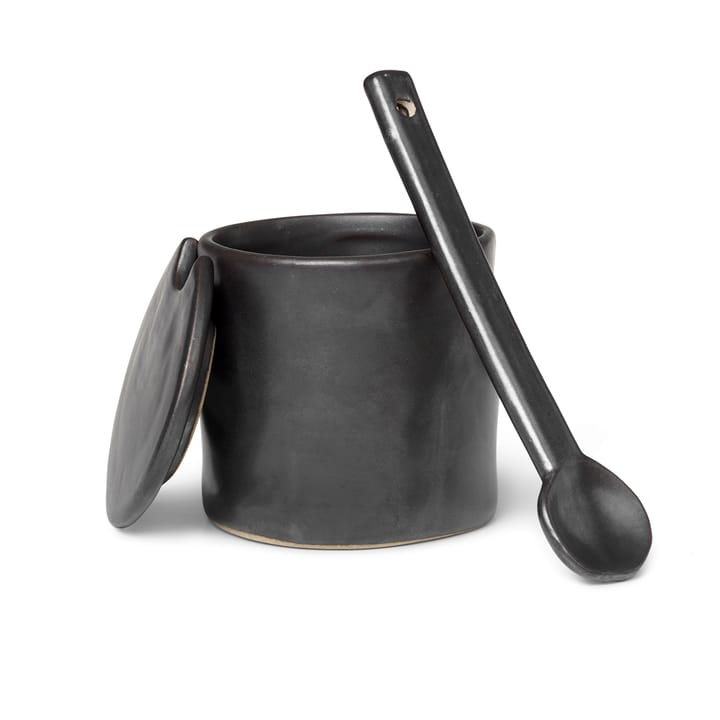 Pot à confiture avec cuillère Flow - Noir - Ferm LIVING