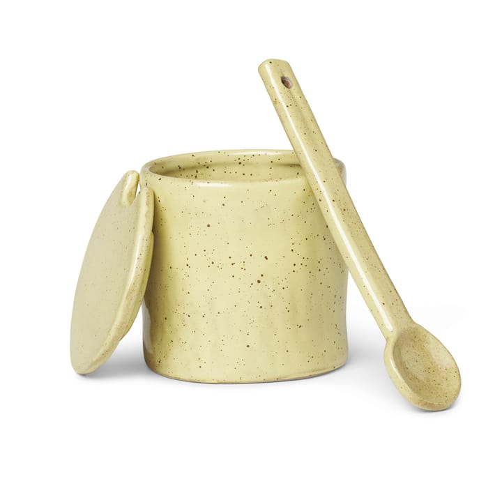 Pot à confiture avec cuillère Flow - Tacheté jaune - Ferm LIVING