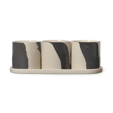 Pot à herbes Inlay avec soucoupe lot de 4 - Sand-brown - Ferm Living