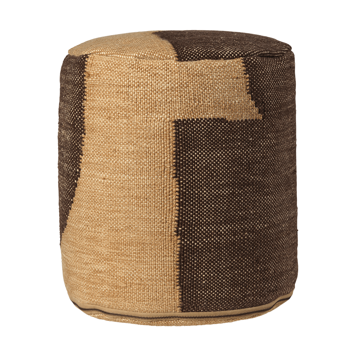 ferm living pouf forene cylinder ø38x42 cm tan-chocolate