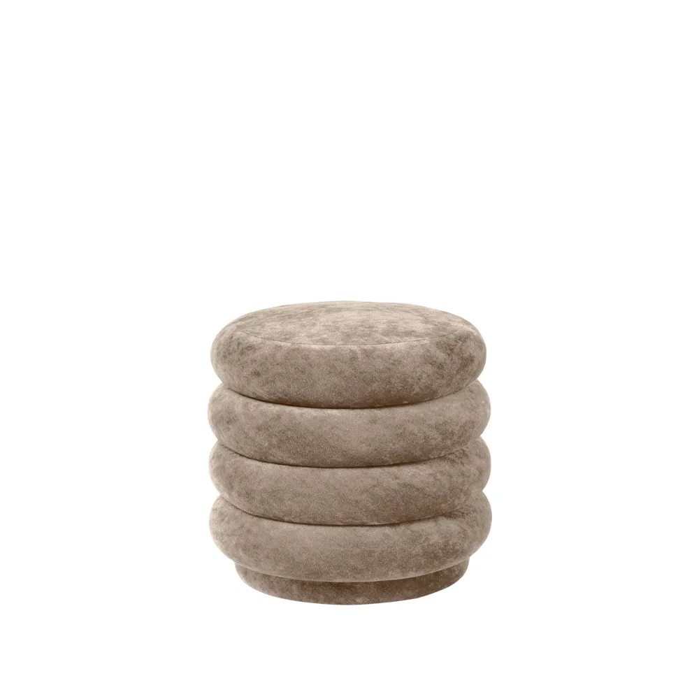Pouf Pouf Round, tissu faded velvet 26 beige Ferm Living