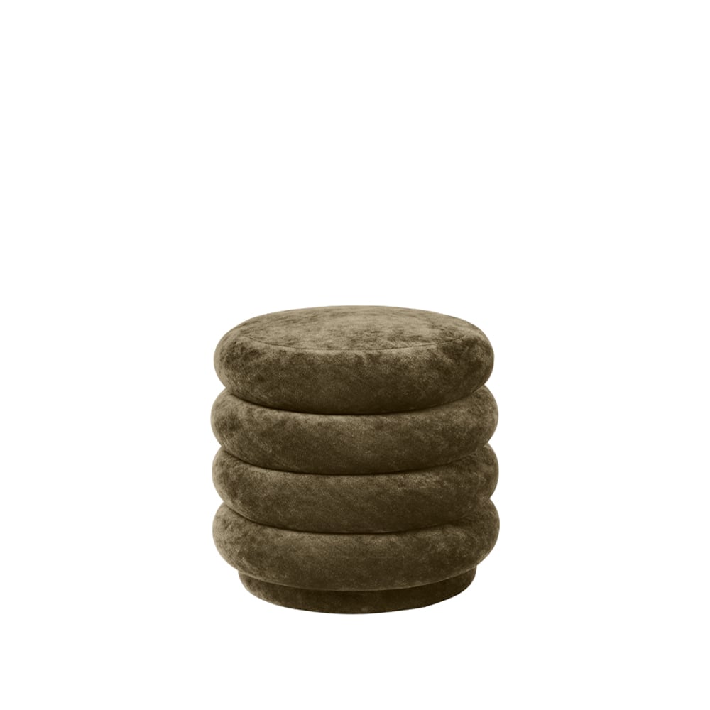 Ferm Living Pouf Pouf Round tissu faded velvet 3 forest