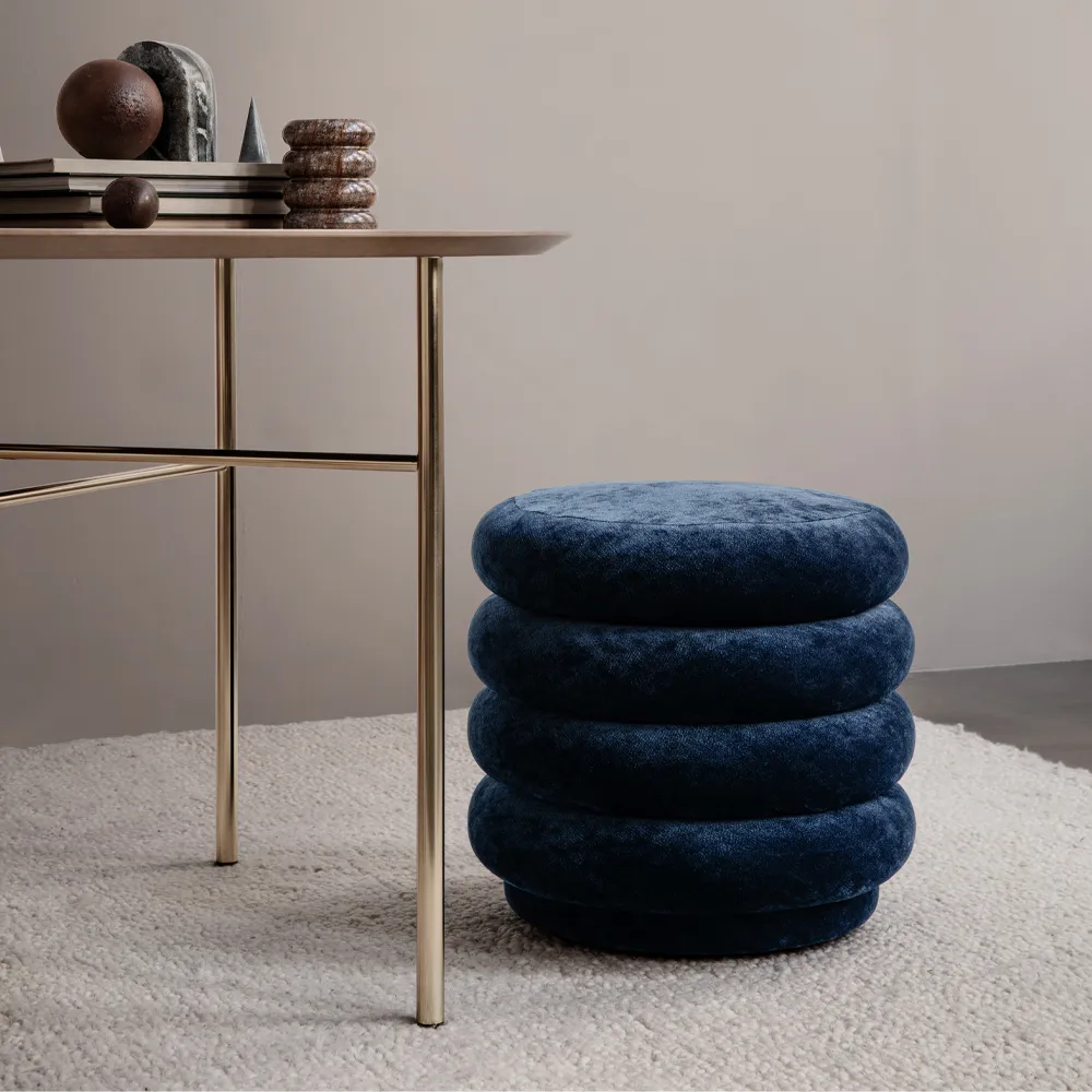 Pouf Pouf Round, tissu faded velvet 3 forest Ferm Living