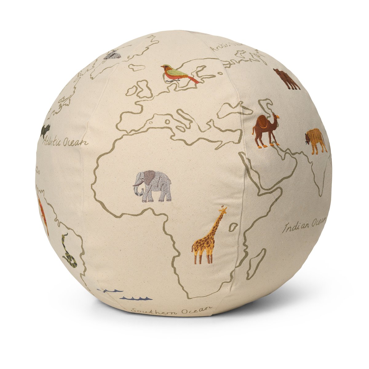 ferm LIVING Pouf The World Blanc cassé | Design Scandinave | Accessoires pour chambre d'enfants | Beige